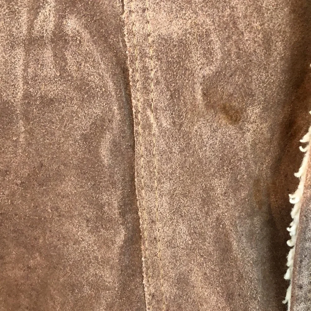 Vintage 70s Marlboro Man Suede Leather Shearling Rancher Coat